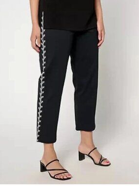 BEAUTIFUL by Lawrence Zarian Stretch Twill Pant Embroidery-Black-XL-NEW-A644439